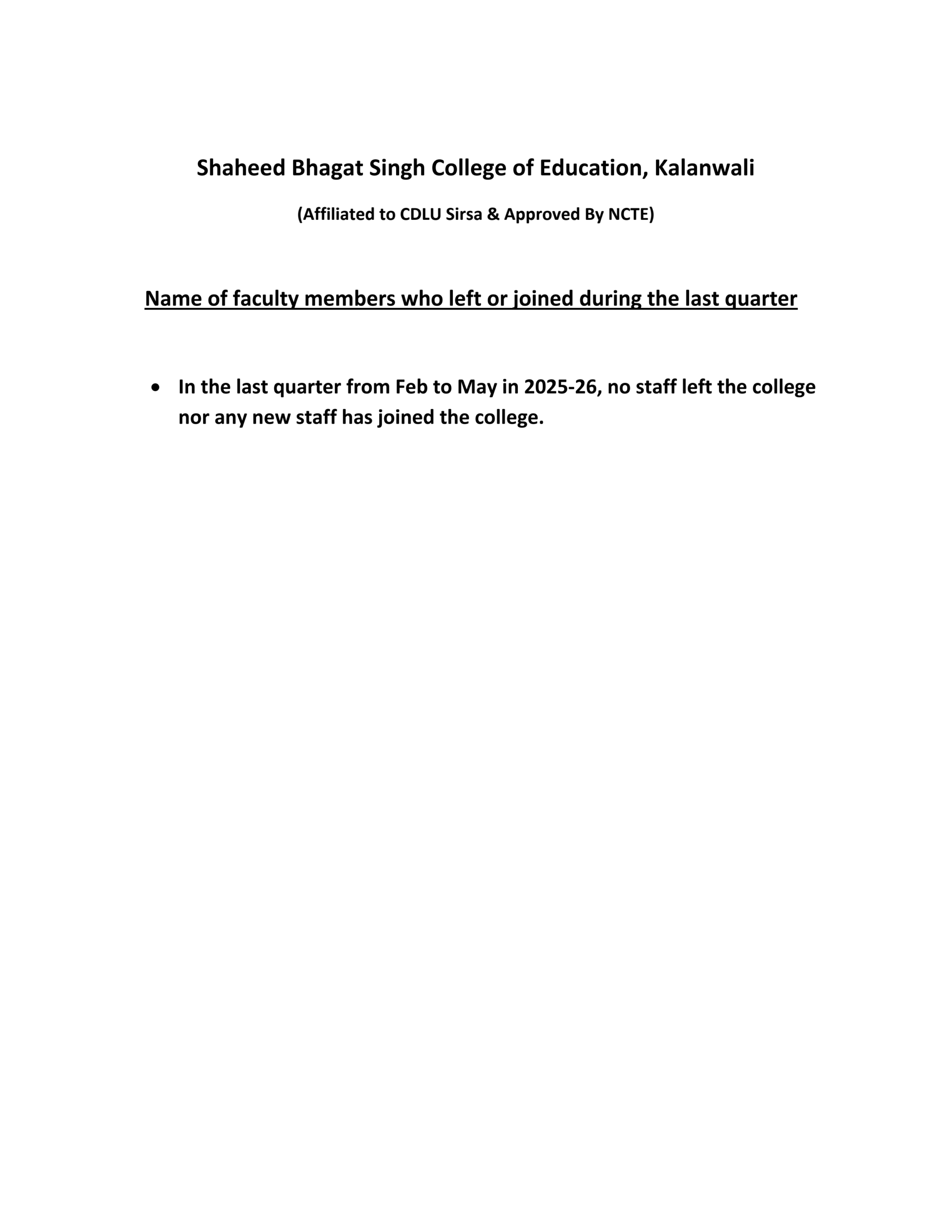 Faculty left or joined